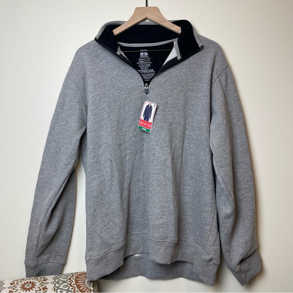 NWT Russell Athletic Grey Quarter Zip Size Large